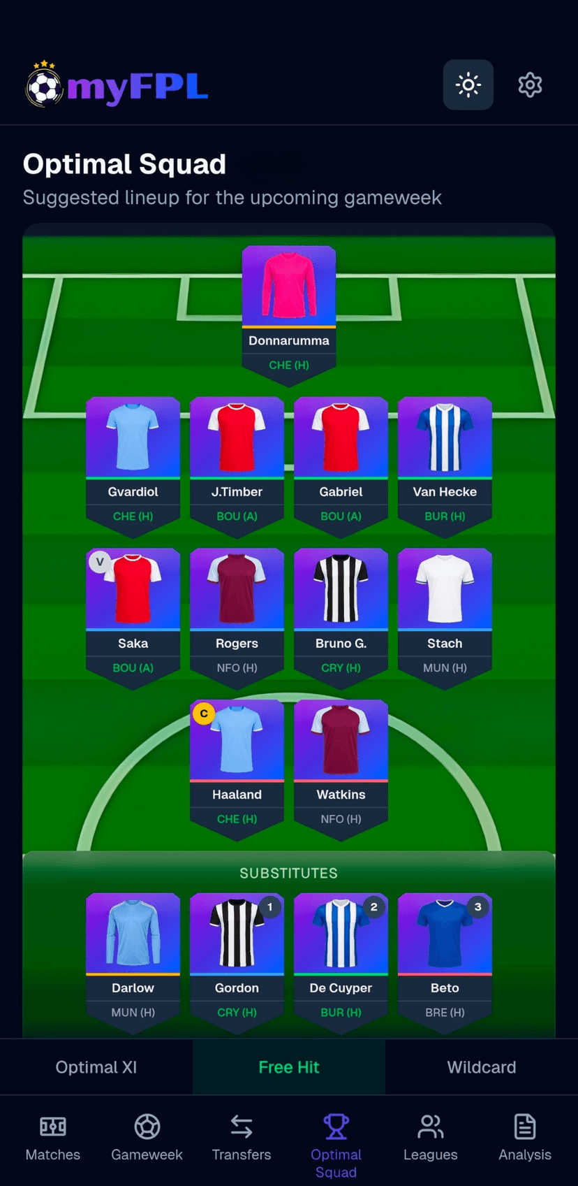 Squad Optimiser screenshot